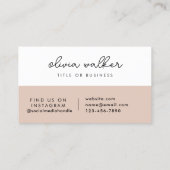 Minimalistisch eenvoudig boho beige modern meisjes visitekaartje (Achterkant)