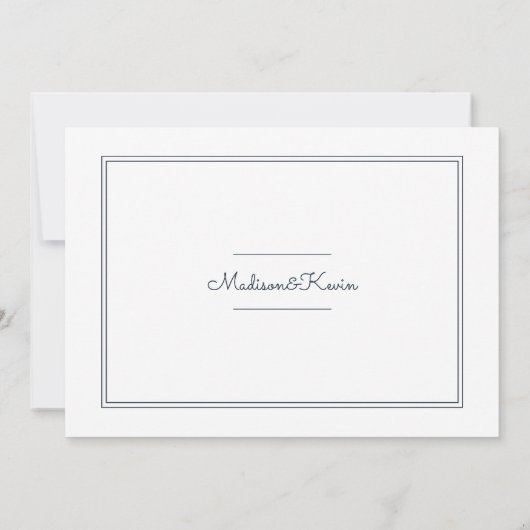 Minimalistisch eenvoudig cursief script bruiloft d bedankkaart (Achterkant)