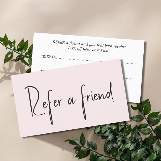 Minimalistisch eenvoudig elegant Bleek Roos wit Aanbevelingskaartje
