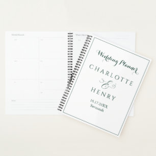 Minimalistisch Eenvoudig Elegant Groen en Wit Huwe Planner