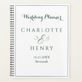 Minimalistisch Eenvoudig Elegant Groen en Wit Huwe Planner (Voorkant)