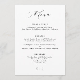 Minimalistisch Eenvoudig Elegant Wedding Menu