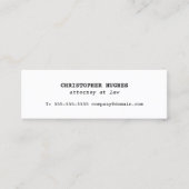 Minimalistisch Eenvoudig Elegant Wit Advocaat Mini Visitekaartje (Voorkant)