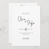 Minimalistisch eenvoudig Elegat Modern Script Wedd Kaart (Voorkant / Achterkant)