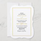 Minimalistisch Eenvoudig Gold Black en White Weddi Kaart (Voorkant)