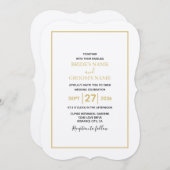 Minimalistisch Eenvoudig Gold Black en White Weddi Kaart (Voorkant / Achterkant)