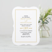 Minimalistisch Eenvoudig Gold Black en White Weddi Kaart (Staand voorkant)