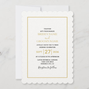 Minimalistisch Eenvoudig Gold Black en White Weddi Kaart