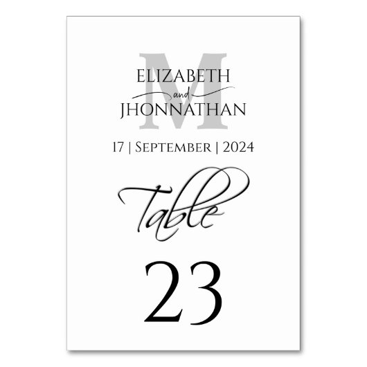 Minimalistisch Eenvoudig Grijs Monogram Naam Datum Kaart (Voorkant)