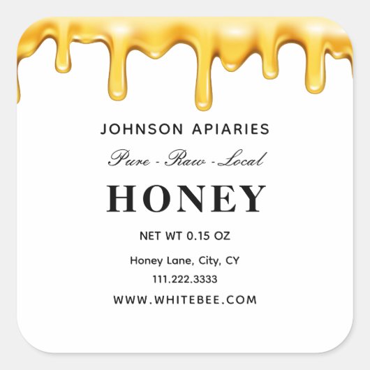 Minimalistisch eenvoudig honinglabel vierkante sticker (Voorkant)