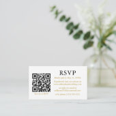 Minimalistisch Eenvoudig huwelijk QR Gold RSVP Informatiekaartje (Staand voorkant)