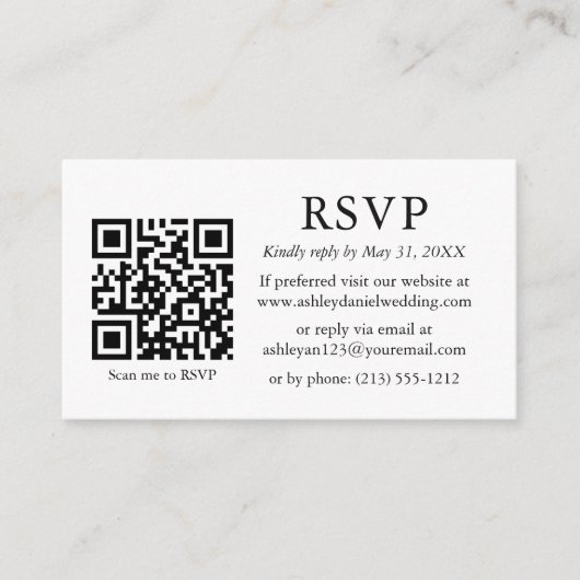 Minimalistisch Eenvoudig huwelijk QR RSVP Informatiekaartje (Voorkant)