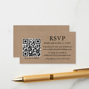 Minimalistisch Eenvoudig Kraft Weddenschap QR RSVP Informatiekaartje