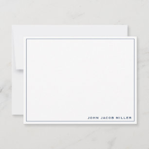 Minimalistisch eenvoudig marineblauw notitiekaartje