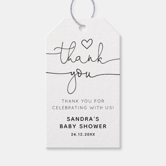 Minimalistisch eenvoudig modern Baby shower dank u Cadeaulabel (Voorkant)