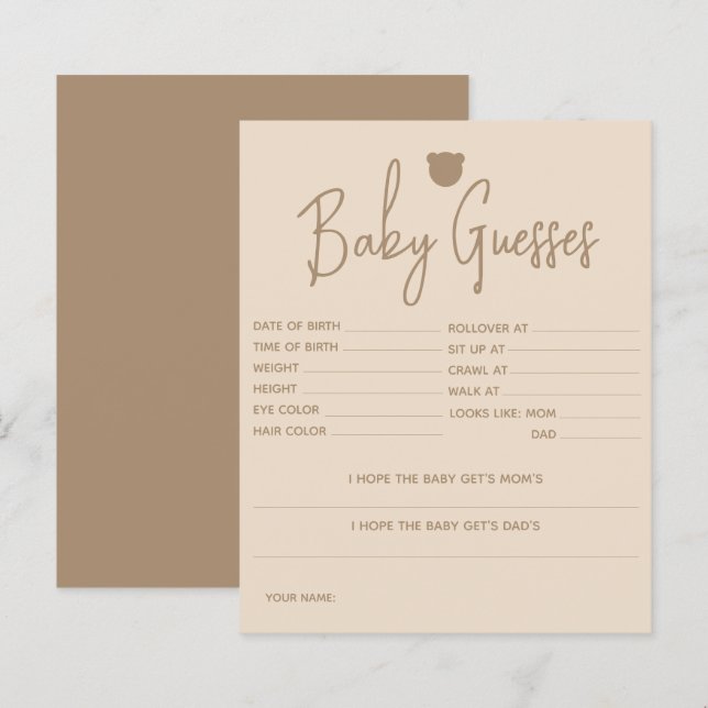 Minimalistisch eenvoudig modern beer Baby shower G (Voorkant / Achterkant)