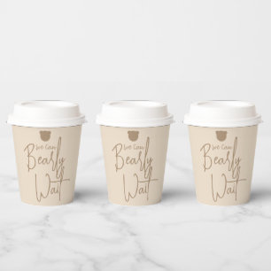 Minimalistisch eenvoudig modern beer Baby shower Papieren Bekers