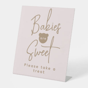 Minimalistisch eenvoudig modern Beer Baby shower,  Reclamebord Met Voetstuk