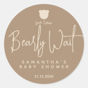 Minimalistisch eenvoudig modern beer Baby shower Ronde Sticker