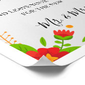 Minimalistisch eenvoudig modern Floral Wedding Gue Poster (Hoek)