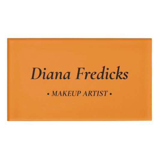 Minimalistisch eenvoudig oranje bedrijf naambadge (Voorkant)