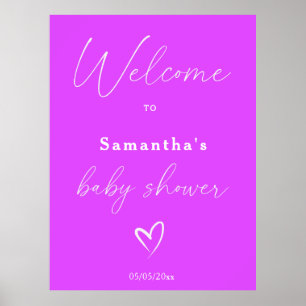 Minimalistisch eenvoudig Paarse Baby shower welkom Poster