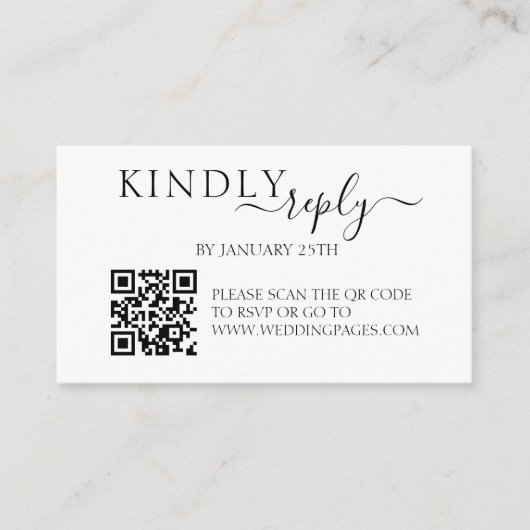 Minimalistisch Eenvoudig QR-code RSVP Wedding Repl Informatiekaartje (Voorkant)