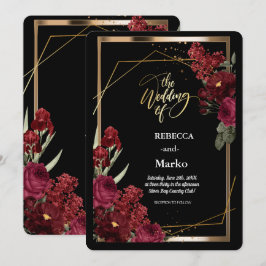 Minimalistisch Eenvoudig Rood Rose, Goud Lijst uit Kaart