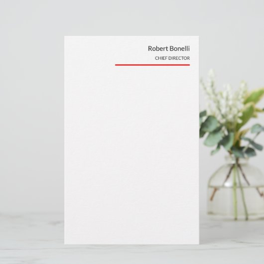 Minimalistisch Eenvoudig Rood Wit Modern Briefpapier (Staand voorkant)