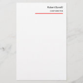 Minimalistisch Eenvoudig Rood Wit Modern Briefpapier (Voorkant)