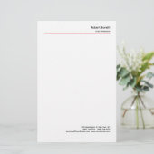 Minimalistisch Eenvoudig Rood Wit Modern Briefpapier (Staand voorkant)