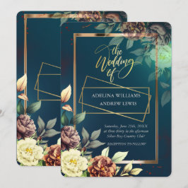 Minimalistisch eenvoudig Roos, gouden Lijst bruilo Kaart