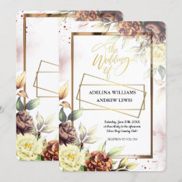 Minimalistisch eenvoudig Roos, gouden Lijst bruilo Kaart