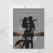 Minimalistisch eenvoudig script bruiloft 3 Fotocol Bedankkaart (Voorkant)