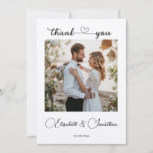 Minimalistisch Eenvoudig Script Hart 2 Fotobruilof Bedankkaart (Voorkant)