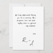 Minimalistisch eenvoudig script met bruiloft foto bedankkaart (Achterkant)