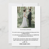 Minimalistisch eenvoudig script met trouwfoto bedankkaart (Achterkant)