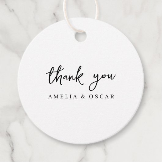 Minimalistisch eenvoudig wit dank u bruiloft bedankjes labels (Voorkant)