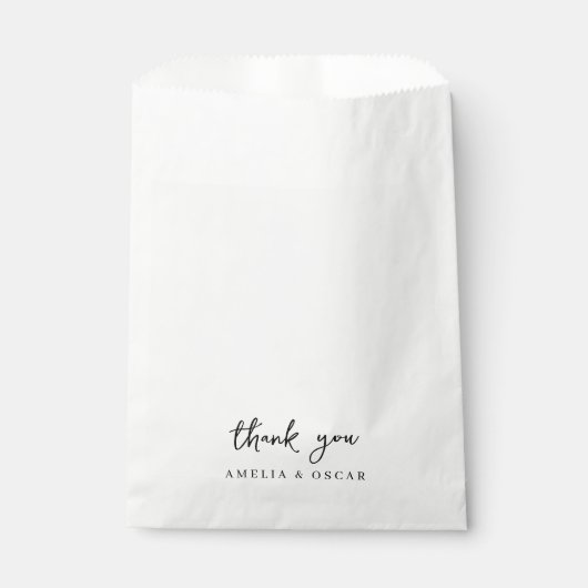 Minimalistisch eenvoudig wit dank u bruiloft bedankzakje (Voorkant)