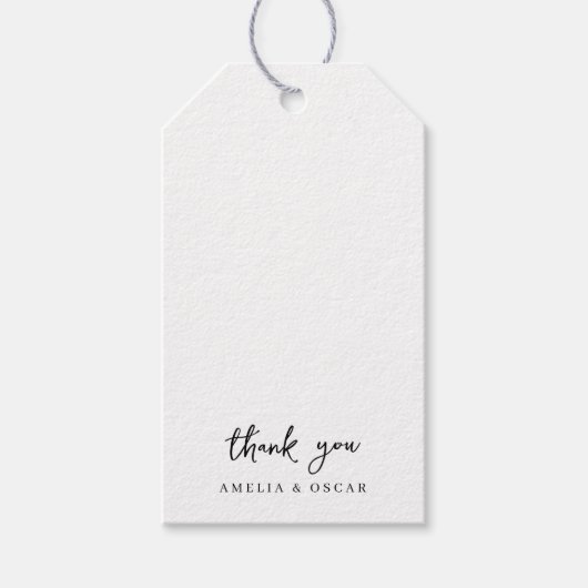 Minimalistisch eenvoudig wit dank u bruiloft cadeaulabel (Voorkant)