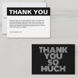 Minimalistisch Eenvoudig Zwart en Wit Bedankkaart