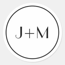 Minimalistisch eenvoudig zwart monogram bruiloft