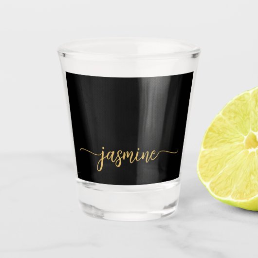 Minimalistisch Eenvoudig Zwart Monogram Meisjesach Shot Glas (Voorkant)