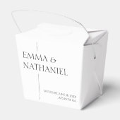 Minimalistisch eenvoudig zwart wit bruiloft bedankdoosjes (Achterkant)