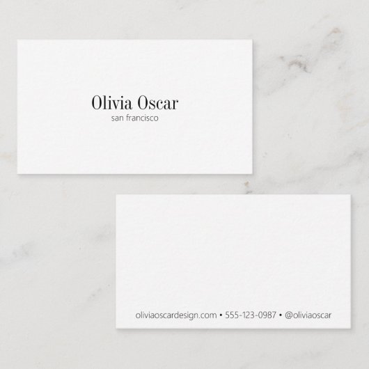 Minimalistisch Eenvoudig Zwart Wit Clean Space Mod Visitekaartje (Voorkant / Achterkant)