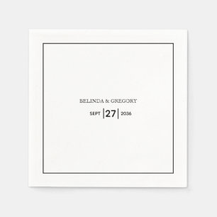 Minimalistisch eenvoudig zwart-wit huwelijk servet