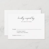 Minimalistisch eenvoudig zwart-wit, modern script  RSVP kaartje (Voorkant / Achterkant)