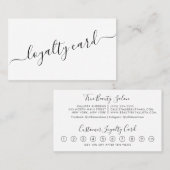 Minimalistisch eenvoudig zwart wit script loyalite klantenkaartje (Voorkant / Achterkant)