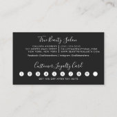 Minimalistisch eenvoudig zwart wit script loyalite klantenkaartje (Achterkant)