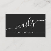 Minimalistisch eenvoudig zwart wit script nagels visitekaartje (Voorkant)